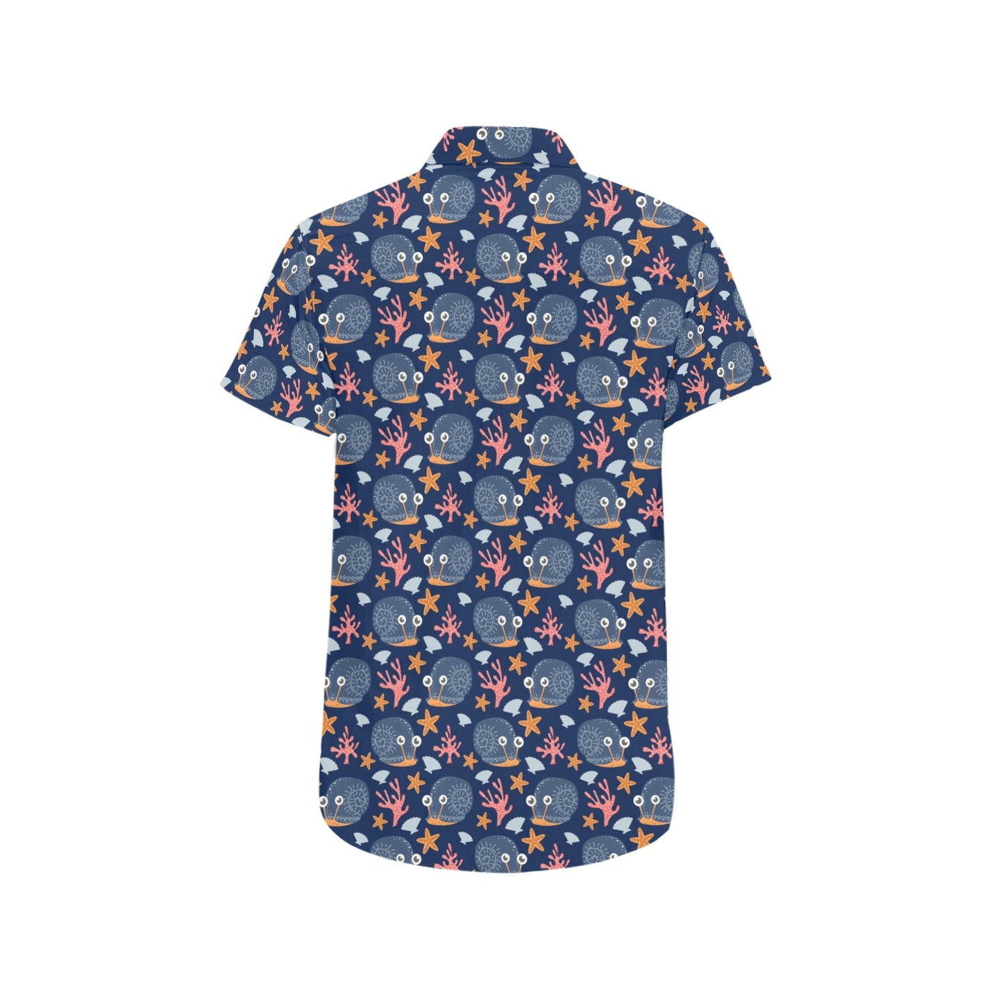 Snail Print Design LKS402 Men Short Sleeve Button Up Shirt