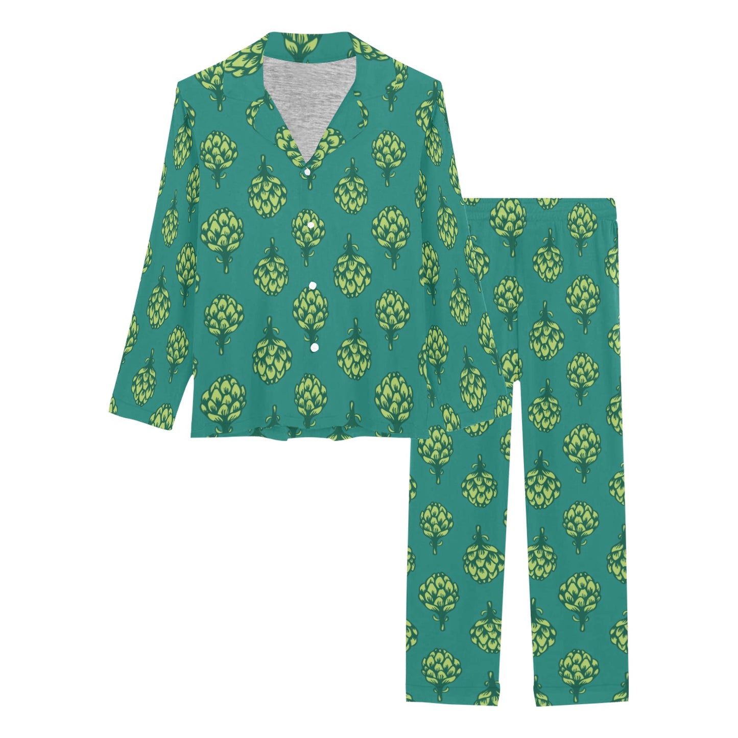 Artichoke Pattern Print Design 04 Women's Long Pajama Set