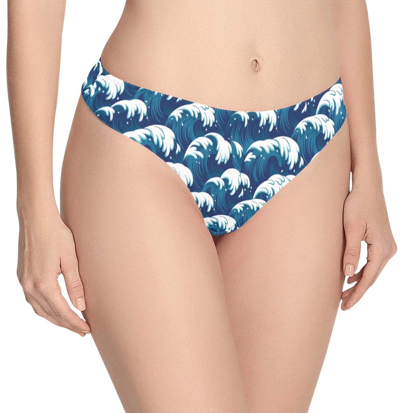 Ocean Wave Pattern Print Women's Thongs