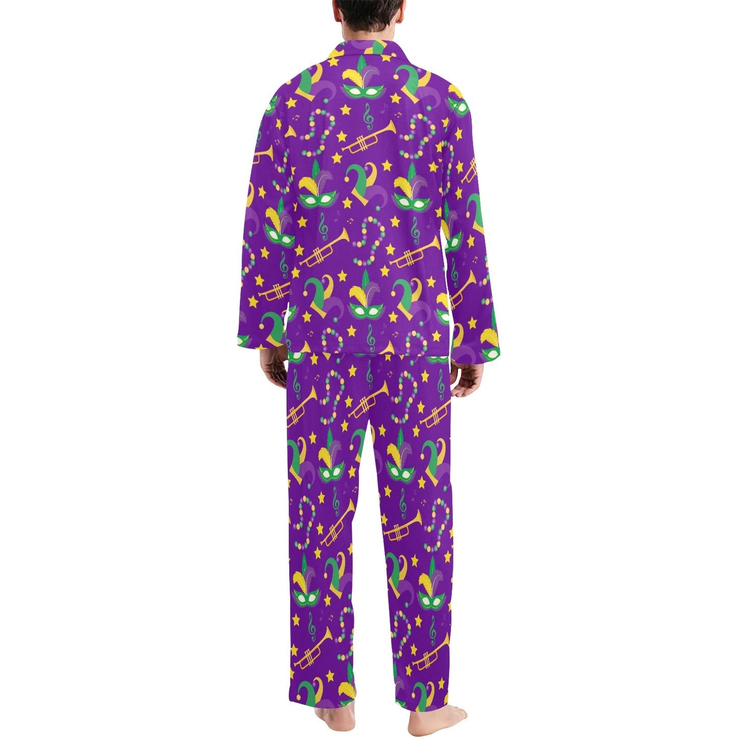 Mardi Gras Pattern Print Design 06 Men's Long Pajama Set