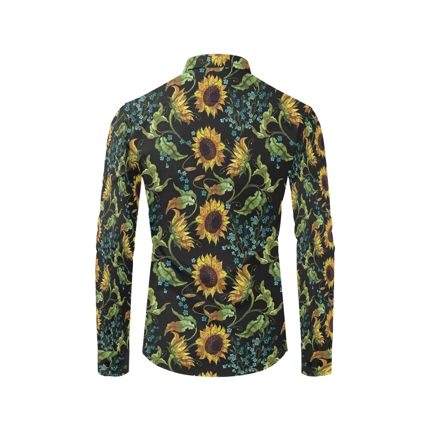 Sunflower Print Design LKS308 Men's Long Sleeve Dress Shirt