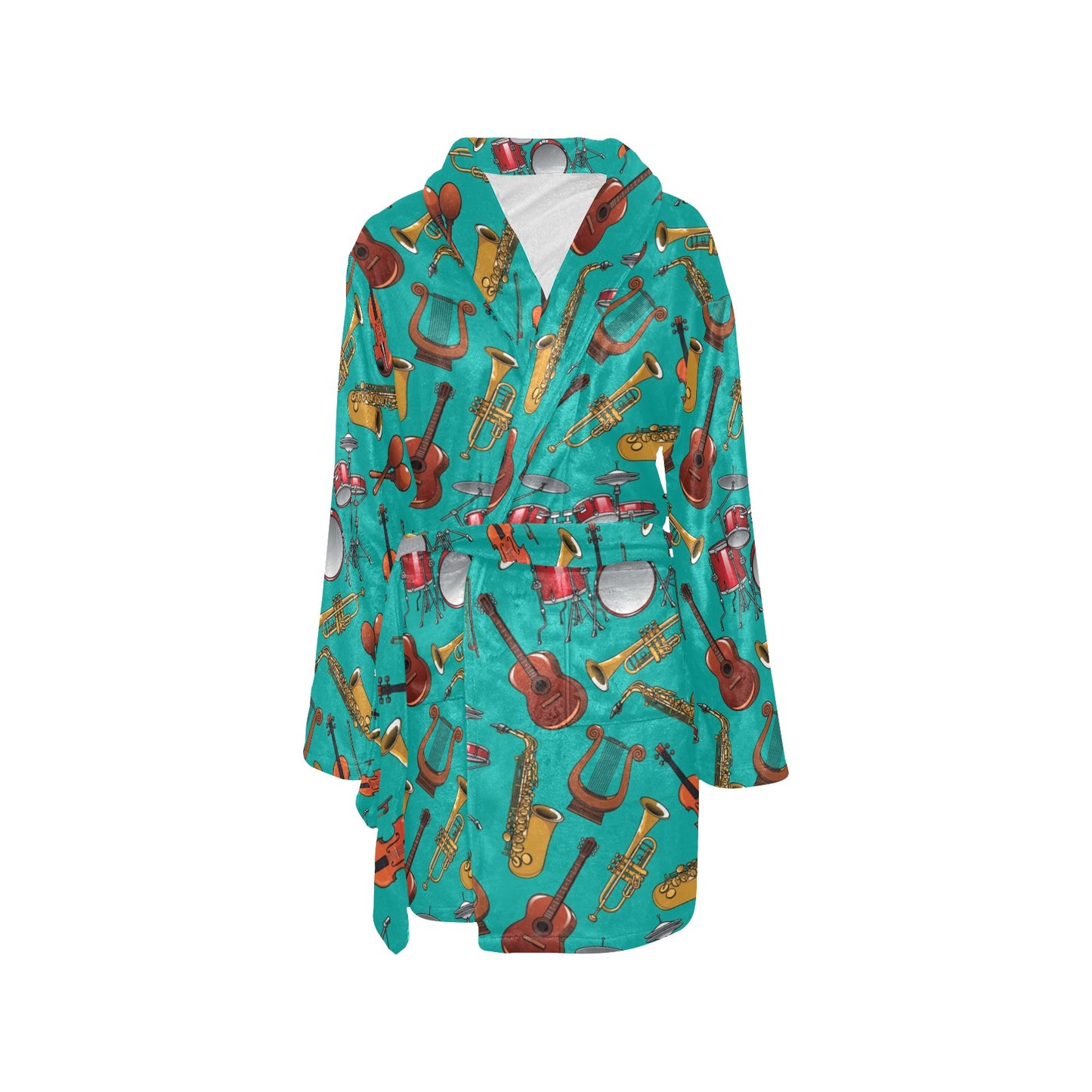 Drum Set Pattern Print Design 01 Women's Fleece Robe