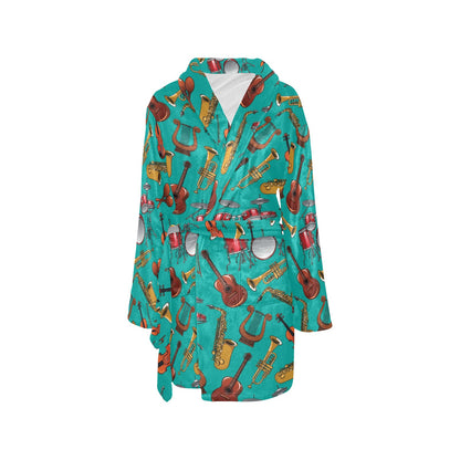 Drum Set Pattern Print Design 01 Women's Fleece Robe