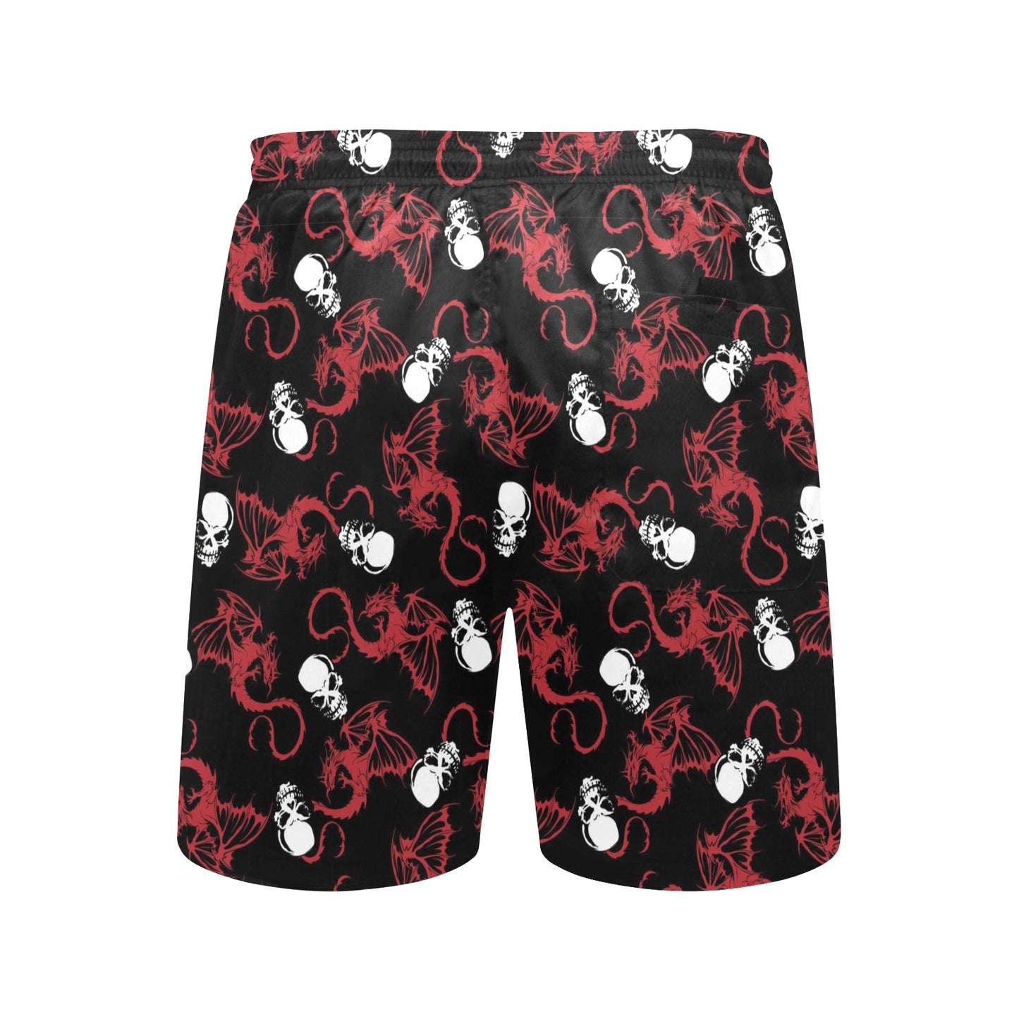 Skull With Red Dragon Print Design LKS304 Men's Swim Trunks Beach Shorts