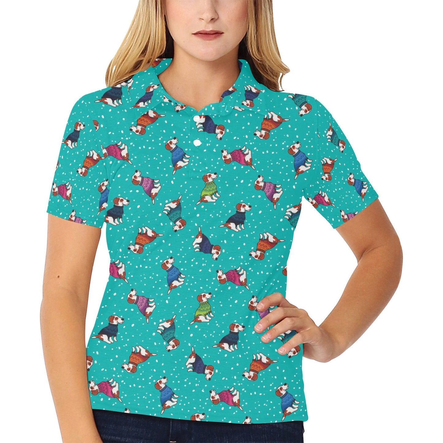 Russell Terriers Print Design LKS309 Women's Polo Shirt