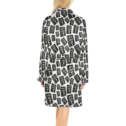Christian Holy Bible Book Pattern Women's Fleece Robe