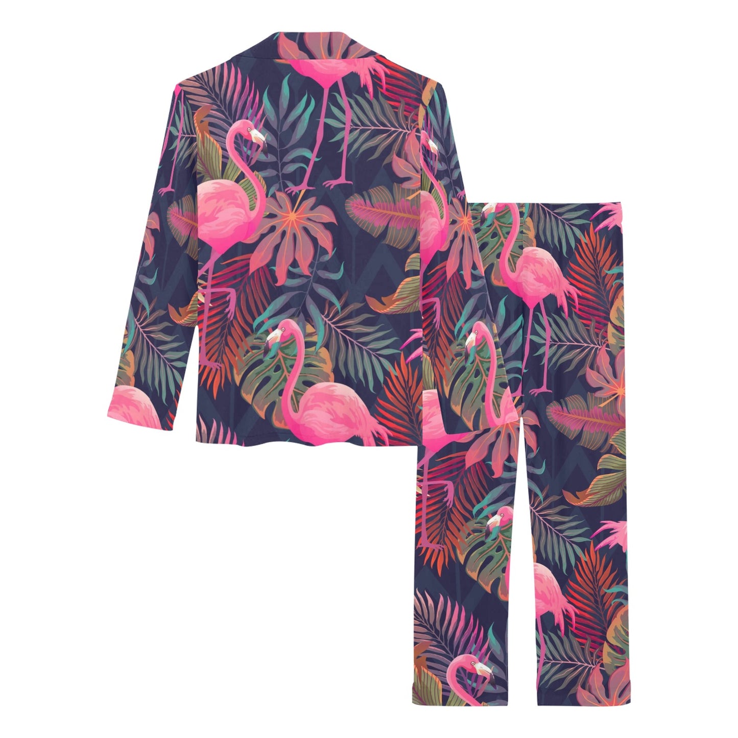 Flamingo Tropical Pattern Women's Long Pajama Set