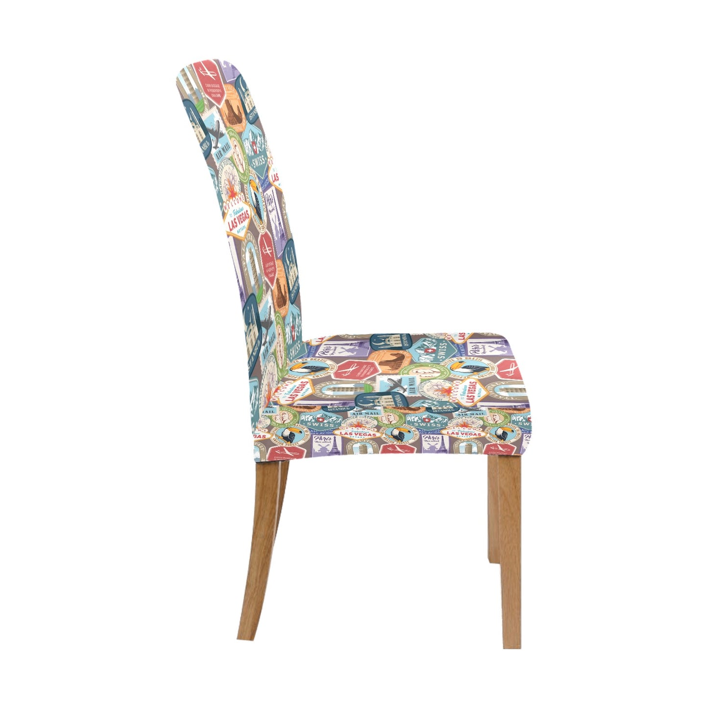 Travel Stamp Print Design LKS301 Dining Chair Slipcover