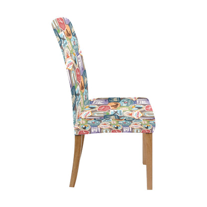 Travel Stamp Print Design LKS301 Dining Chair Slipcover