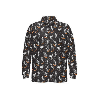 Skateboard With Skeleton Print Design LKS303 Long Sleeve Polo Shirt For Men's