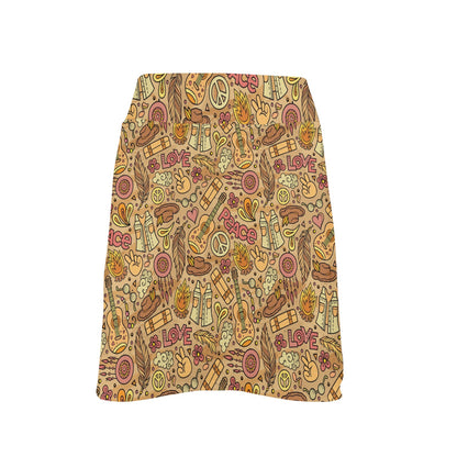 Hippie Print Design LKS305 17" Golf & Pickleball Skort with Pockets