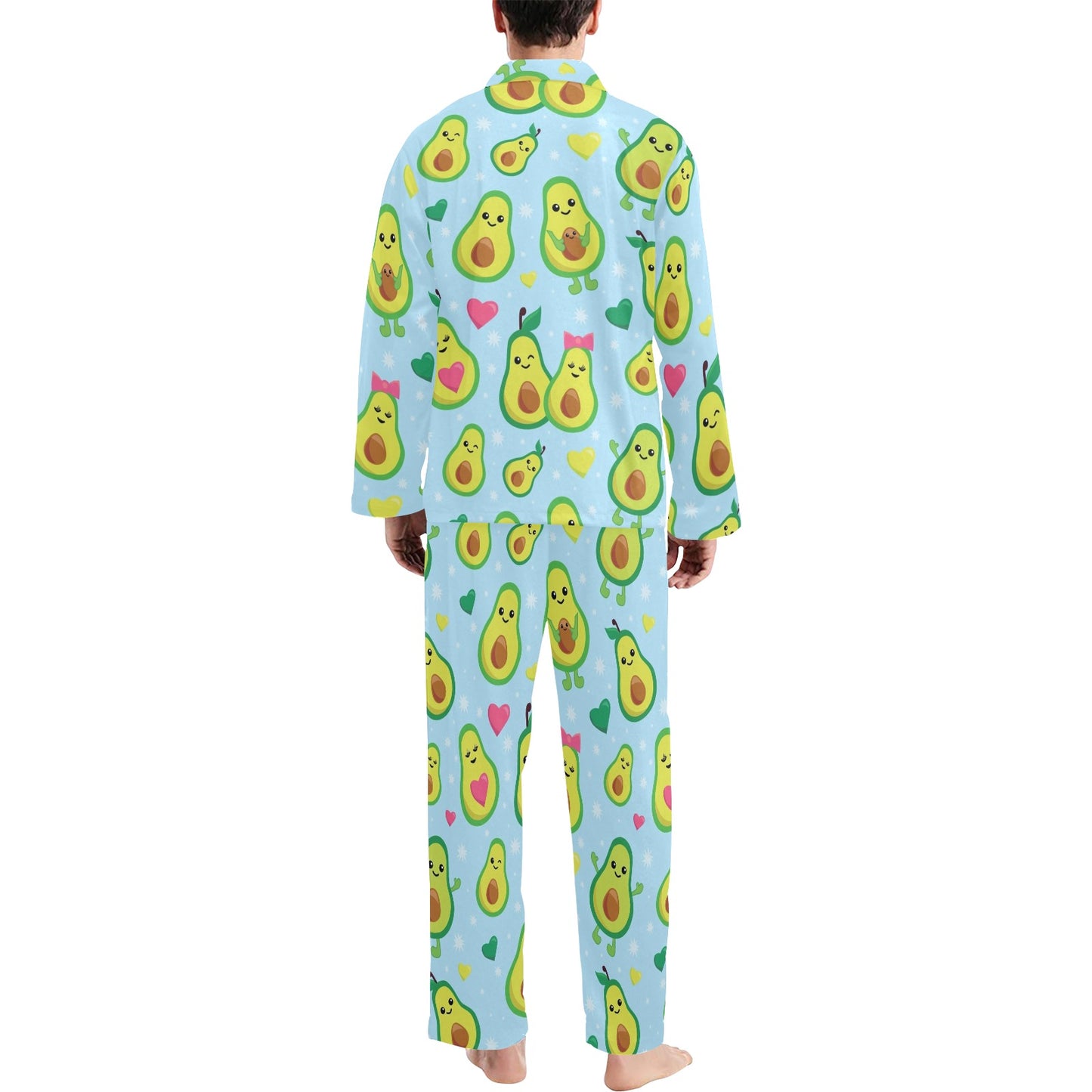 Avocado Pattern Print Design AC09 Men's Long Pajama Set