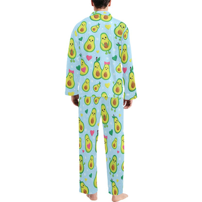 Avocado Pattern Print Design AC09 Men's Long Pajama Set