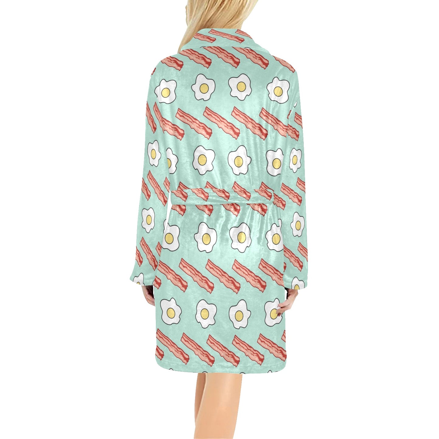 Bacon Sausage Pattern Print Design 01 Women's Fleece Robe