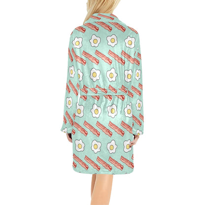 Bacon Sausage Pattern Print Design 01 Women's Fleece Robe