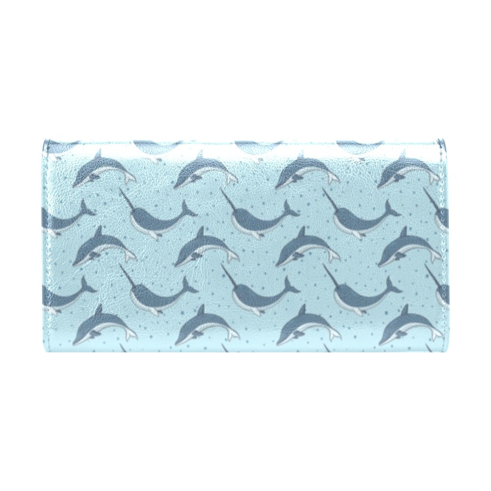 Narwhal Dolphin Print Women's Trifold Wallet