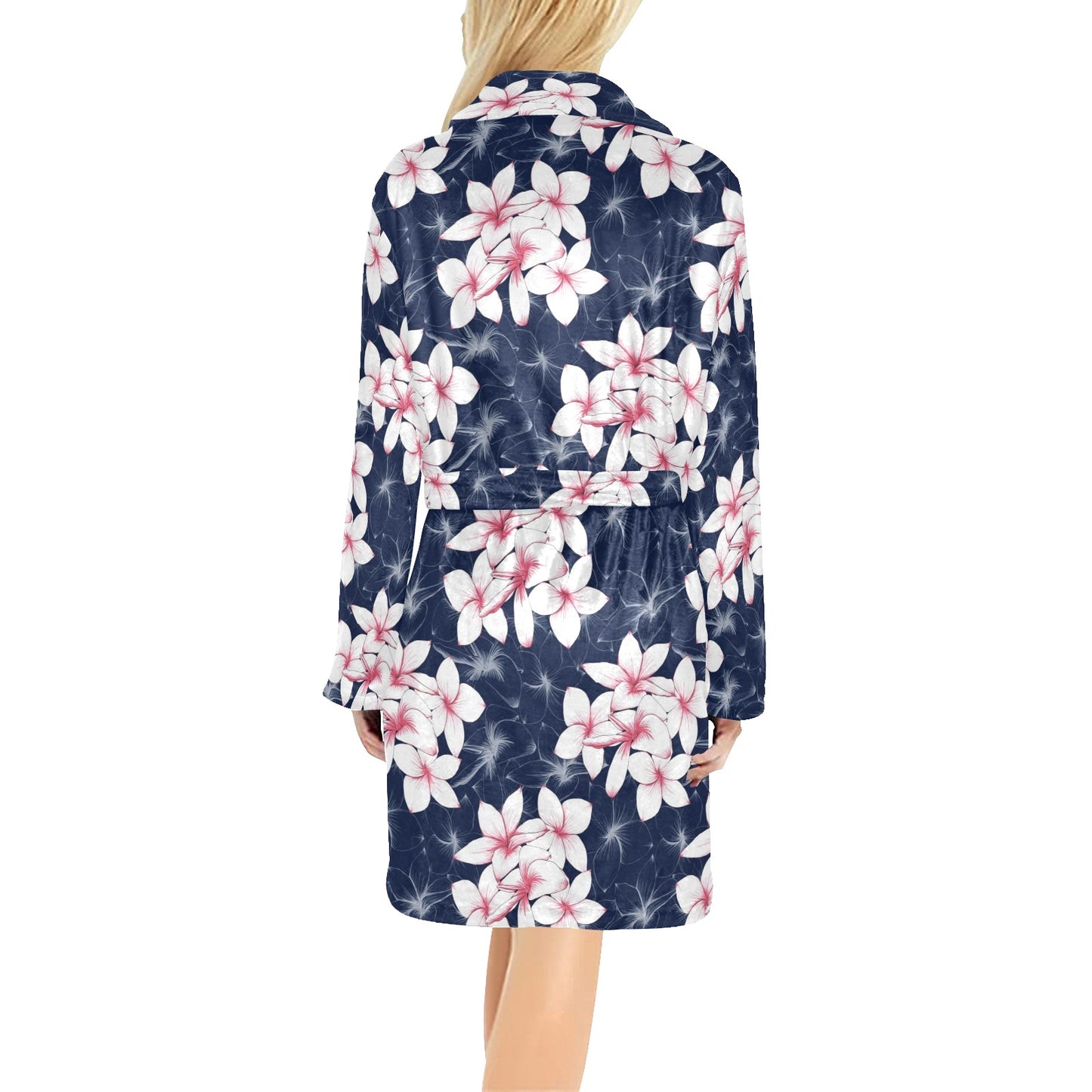 Plumeria Pattern Print Design PM017 Women's Fleece Robe