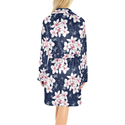 Plumeria Pattern Print Design PM017 Women's Fleece Robe