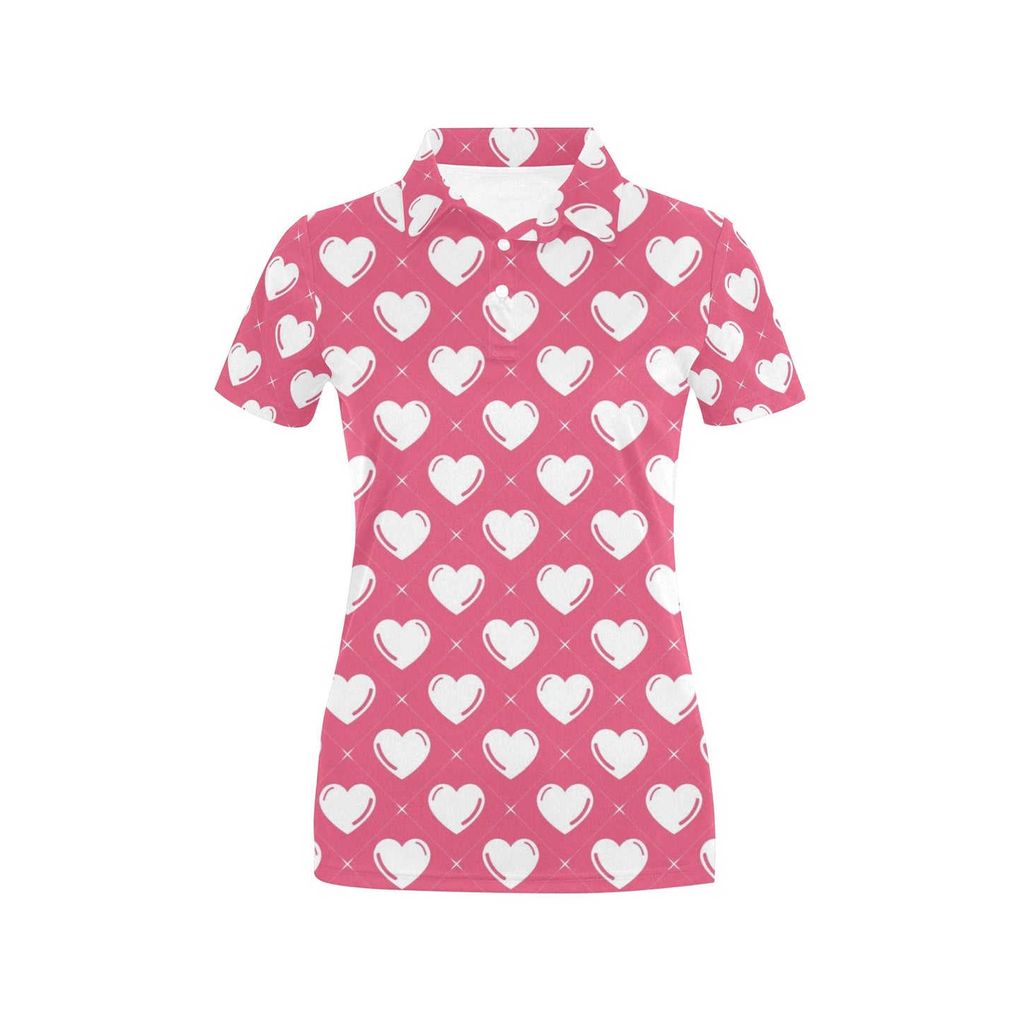 Heart Pattern Print Design HE07 Women's Polo Shirt