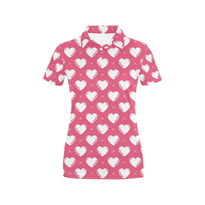 Heart Pattern Print Design HE07 Women's Polo Shirt