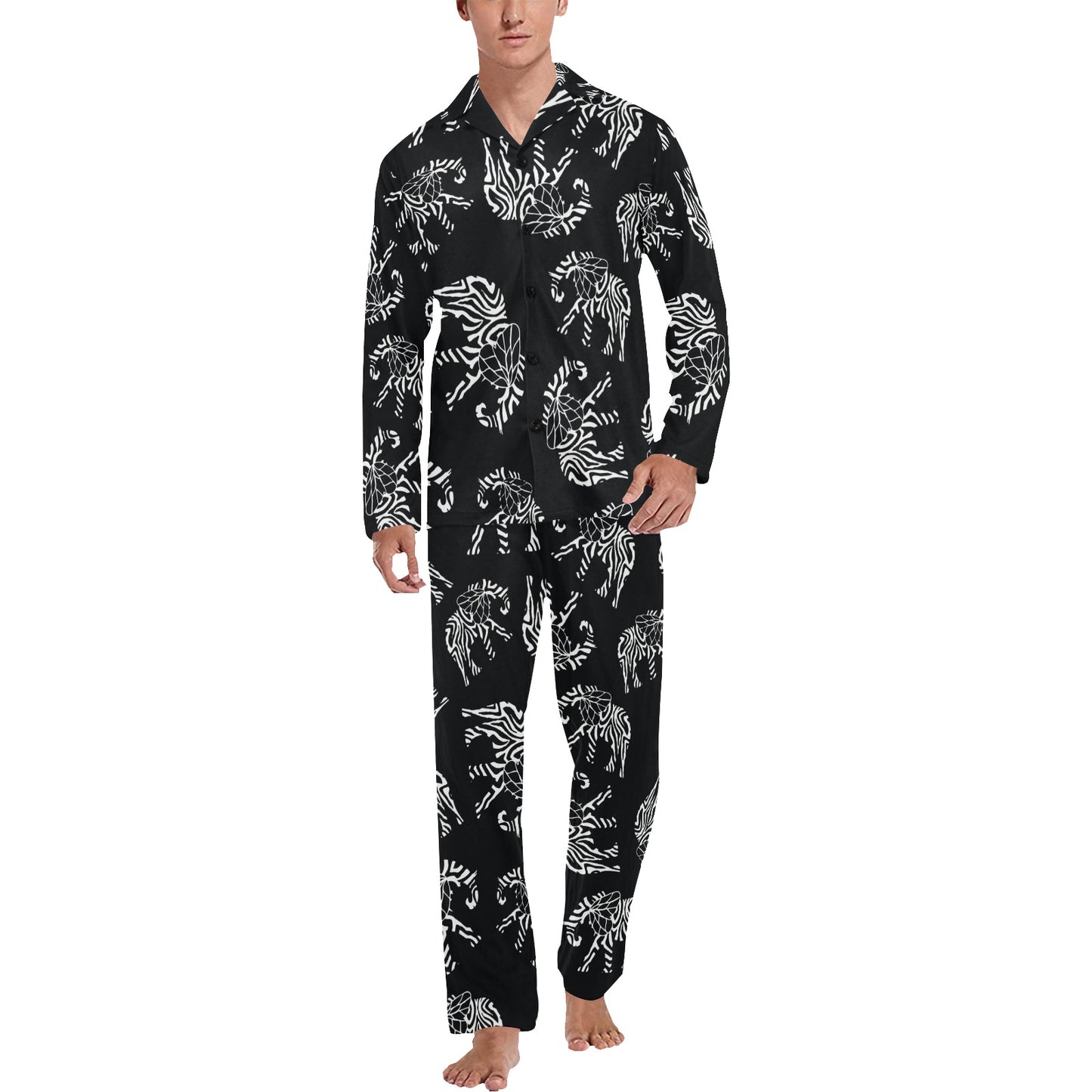 Elephant Tribal Men's Long Pajama Set