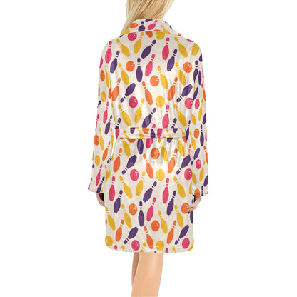 Bowling Pattern Print Design 06 Women's Fleece Robe