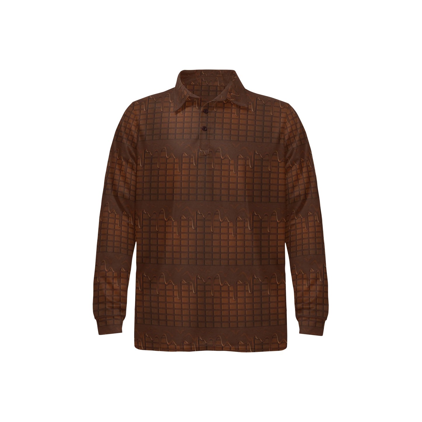 Chocolate Pattern Print Design 01 Long Sleeve Polo Shirt For Men's