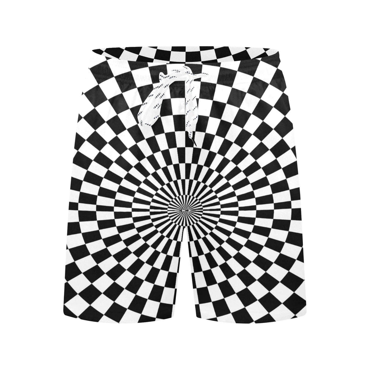 Checkered Flag Optical illusion Men's Swim Trunks Beach Shorts