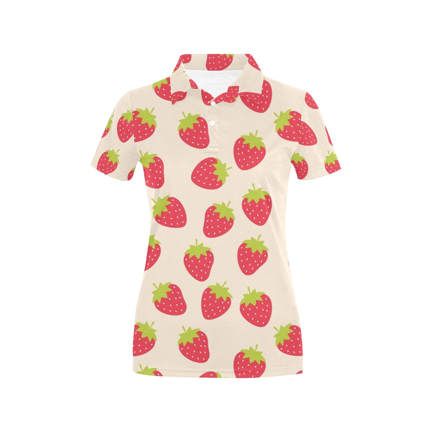 Strawberry Pattern Print Design SB02 Women's Polo Shirt