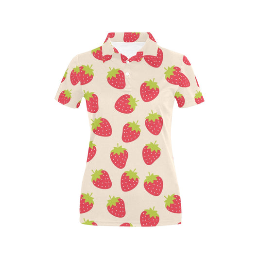 Strawberry Pattern Print Design SB02 Women's Polo Shirt