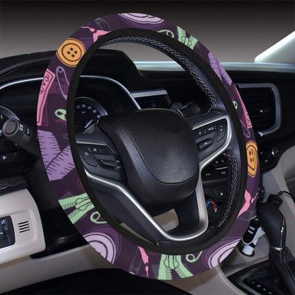 Sewing Equipment Print Design LKS306 Steering Wheel Cover with Elastic Edge