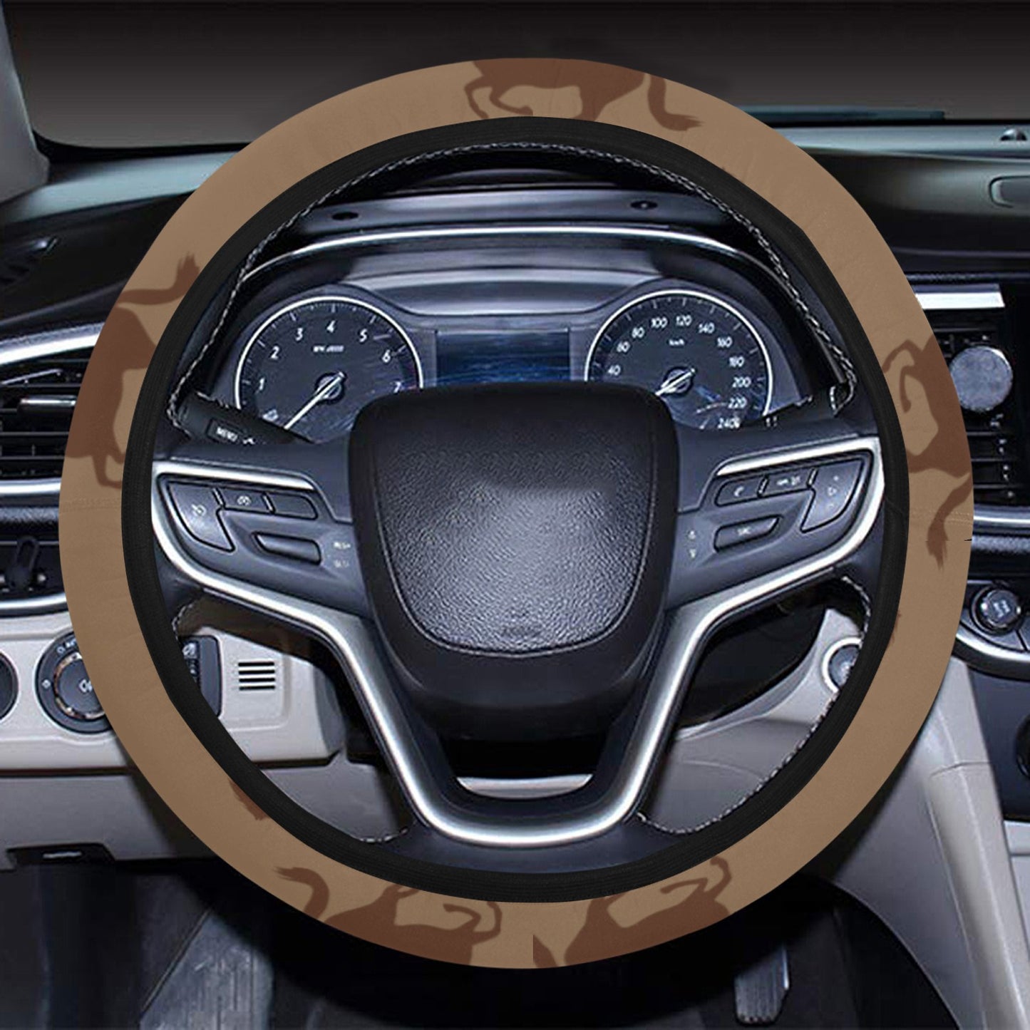 Horse Brown Print Design LKS307 Steering Wheel Cover with Elastic Edge