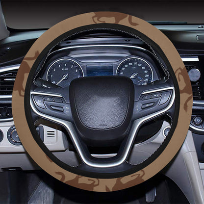 Horse Brown Print Design LKS307 Steering Wheel Cover with Elastic Edge
