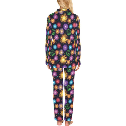 Firework Print Design LKS305 Women's Long Pajama Set