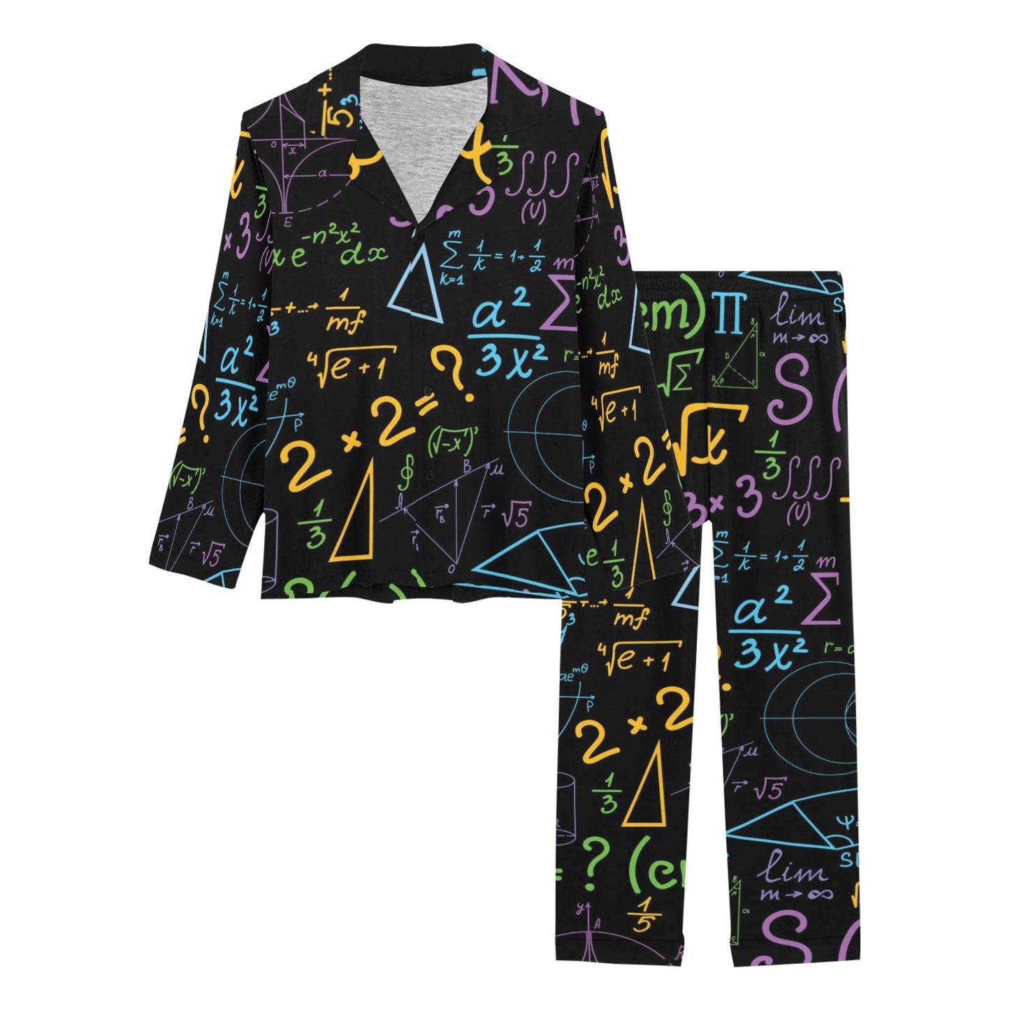 Math Pattern Print Design 03 Women's Long Pajama Set
