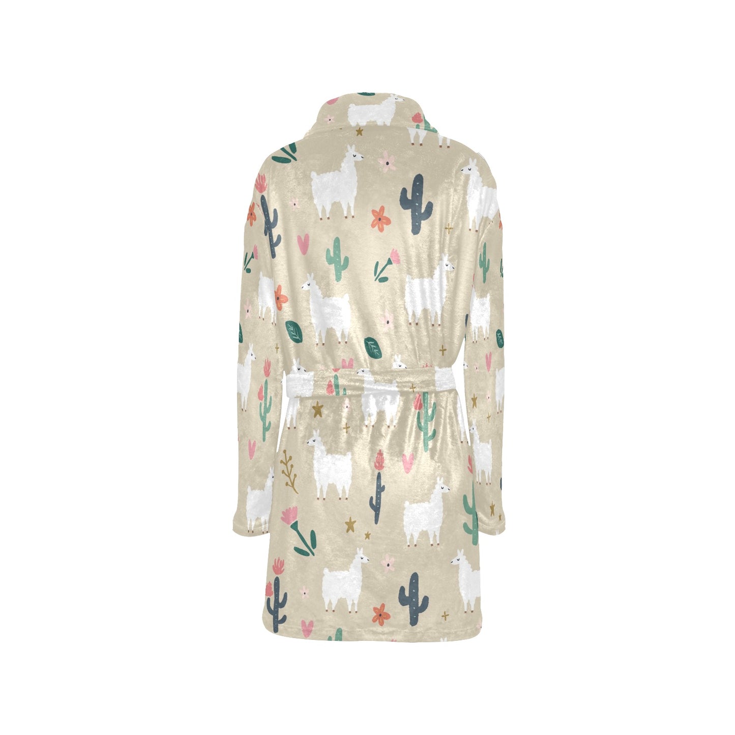Llama Cactus Pattern Print Design 09 Women's Fleece Robe