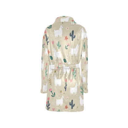 Llama Cactus Pattern Print Design 09 Women's Fleece Robe