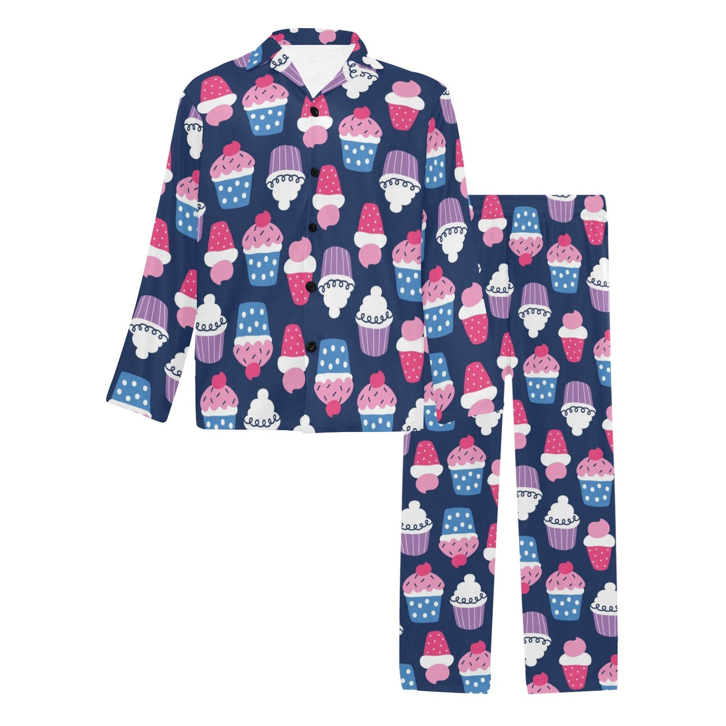 Cupcake Pattern Print Design CP04 Men's Long Pajama Set