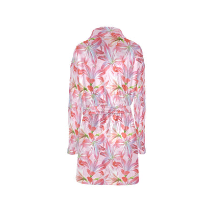 Amaryllis Pattern Print Design 02 Women's Fleece Robe