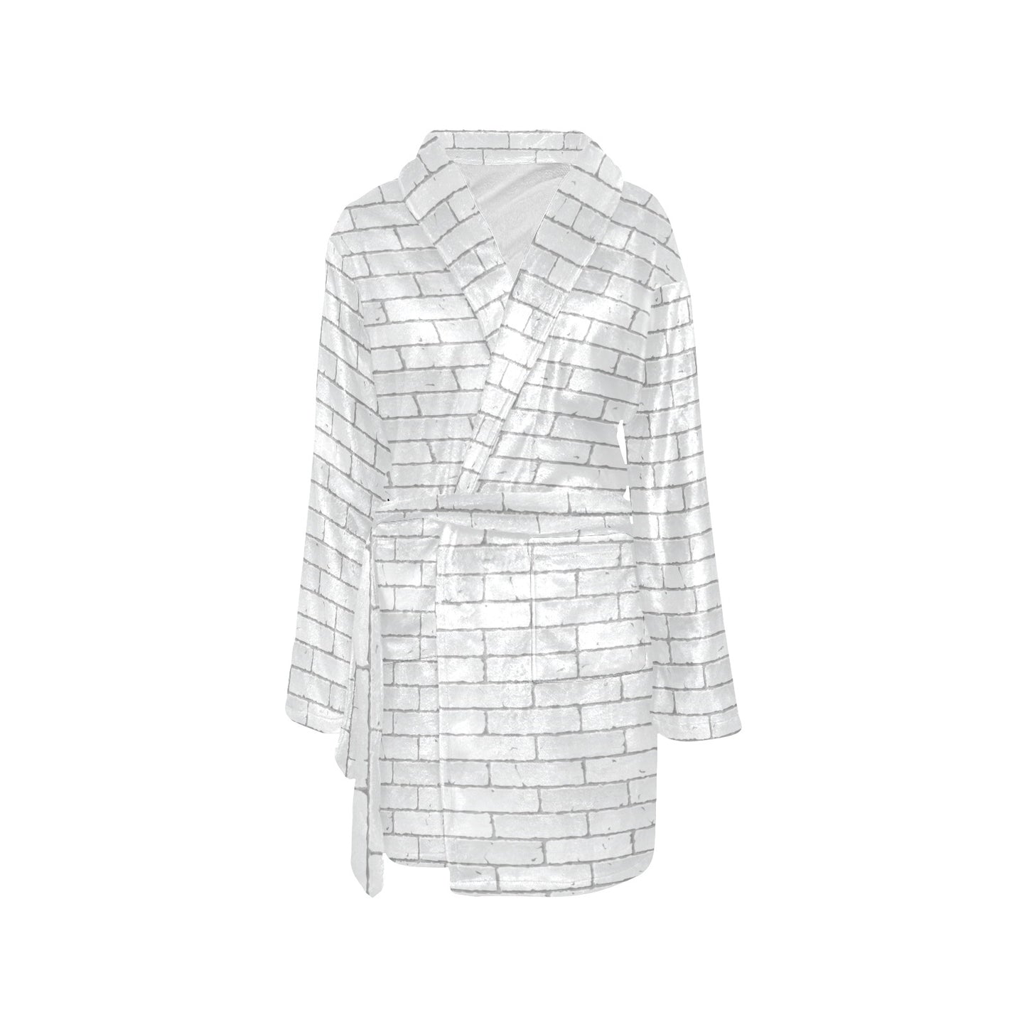 Brick White Pattern Print Design 03 Women's Fleece Robe