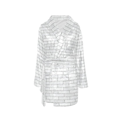 Brick White Pattern Print Design 03 Women's Fleece Robe