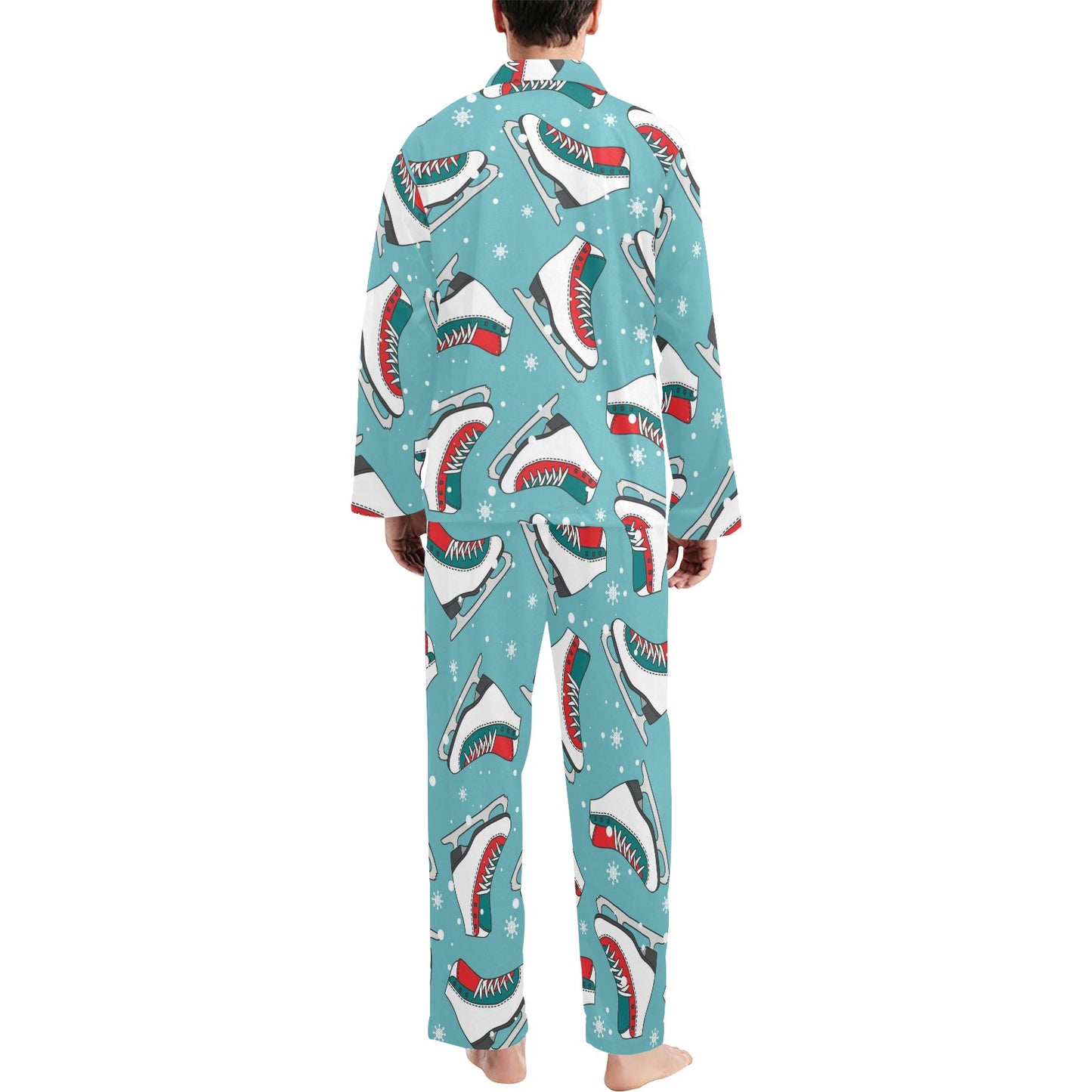 Ice Skate Pattern Print Design 03 Men's Long Pajama Set