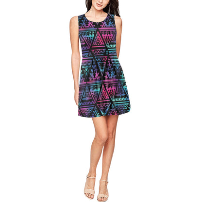 Tribal aztec Dark Multicolor Sleeveless Dress