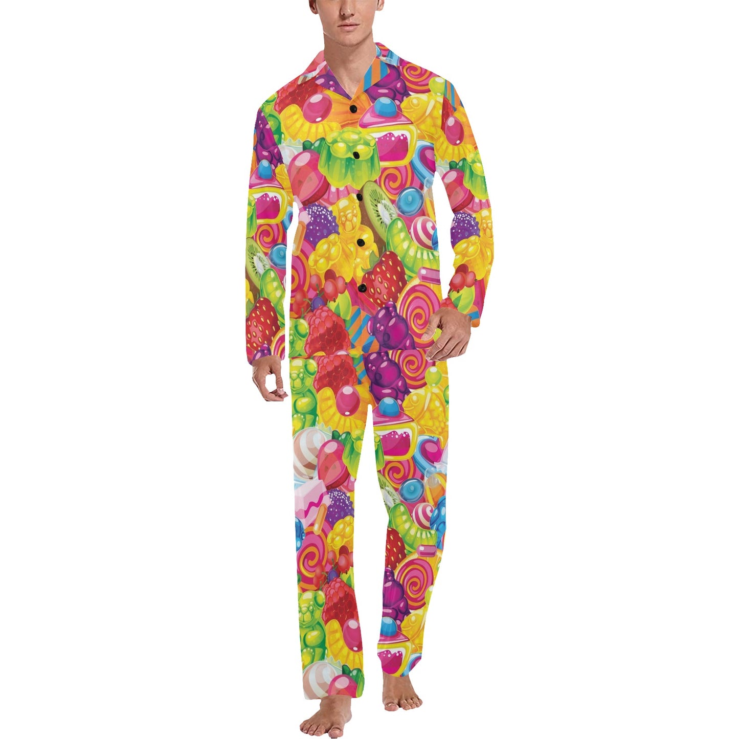 Candy Pattern Print Design CA01 Men's Long Pajama Set