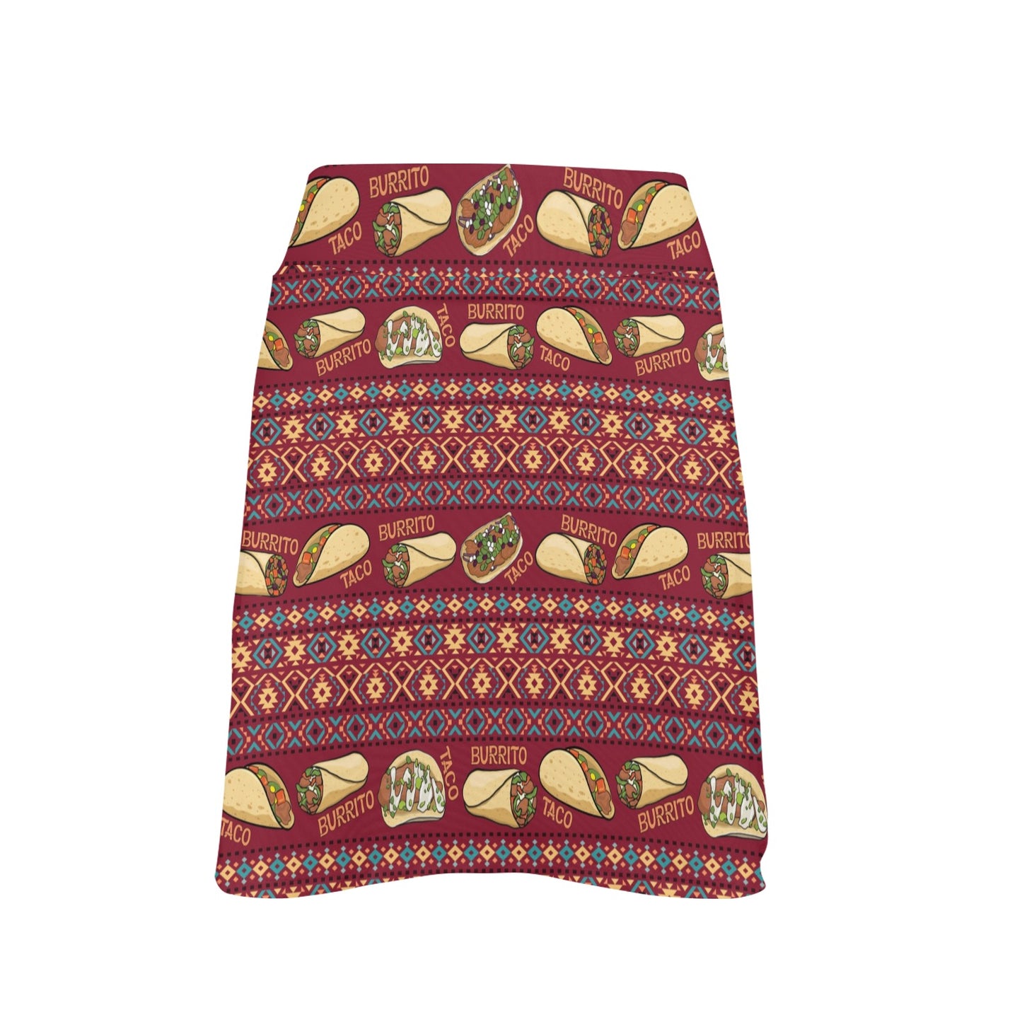 Burrito Taco Print Design LKS302 Women's Golf Skirt with Pocket