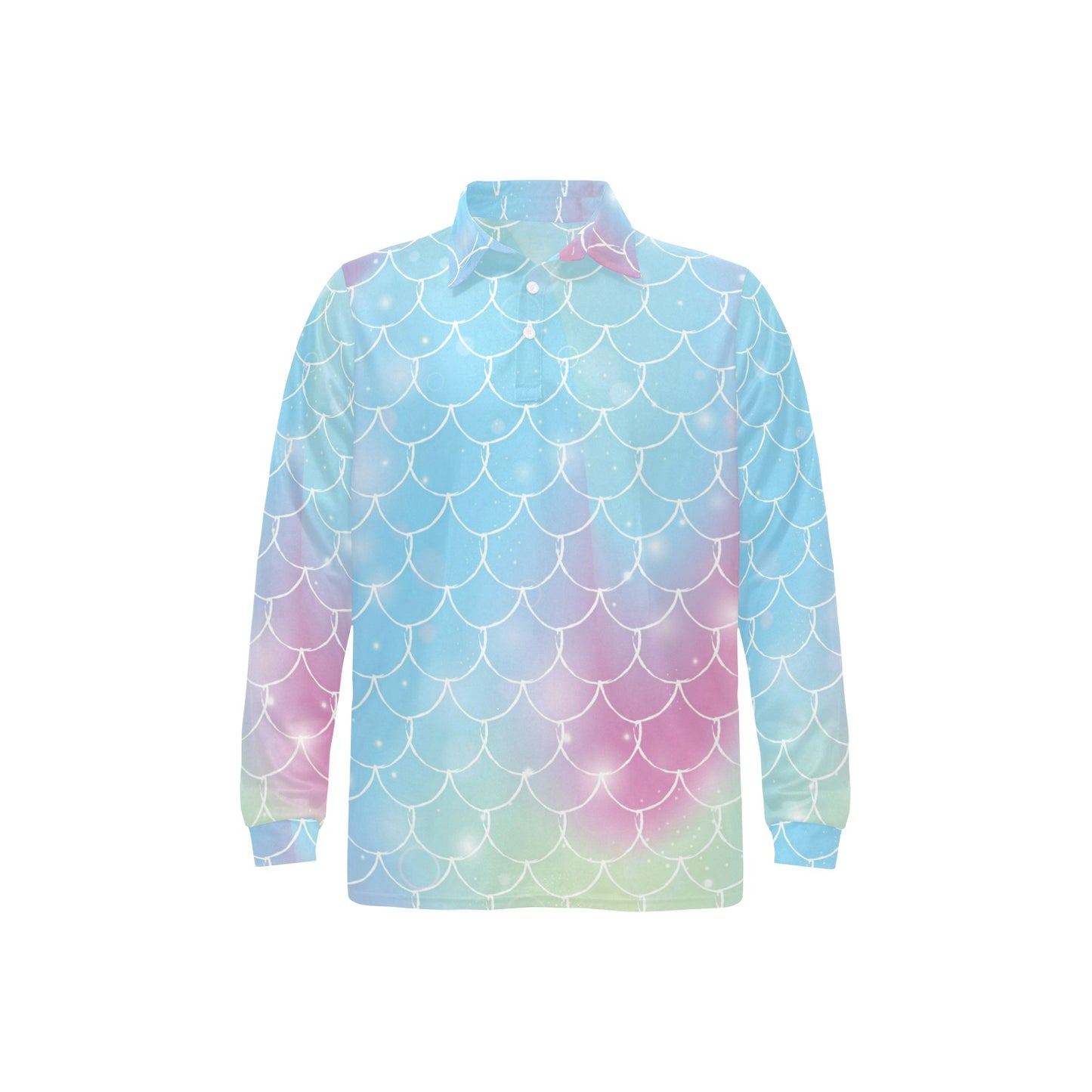 Rainbow Pattern Print Design A06 Long Sleeve Polo Shirt For Men's