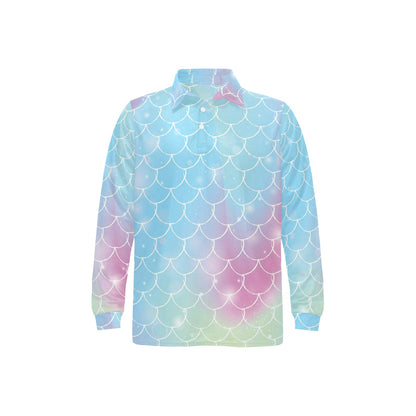 Rainbow Pattern Print Design A06 Long Sleeve Polo Shirt For Men's
