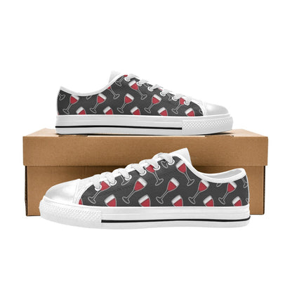 Wine Print Design LKS308 Women's White Low Top Shoes