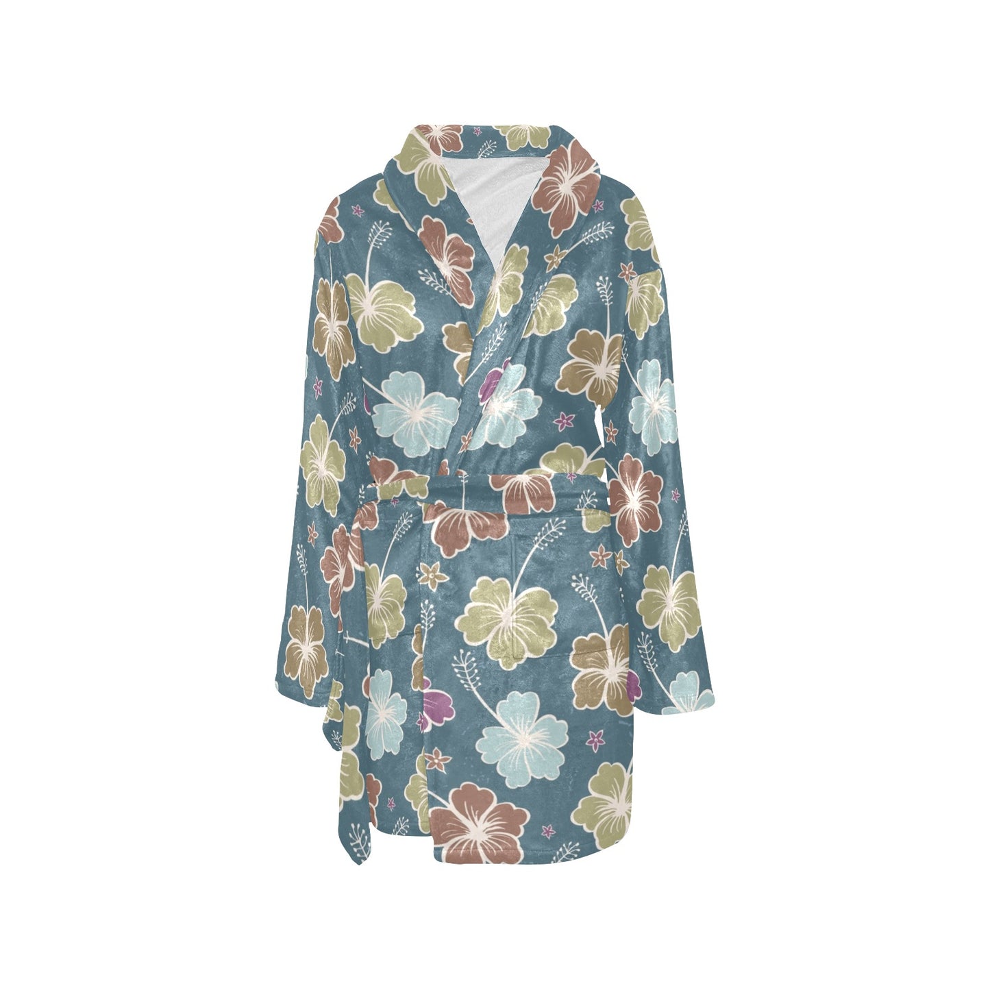 Hibiscus Pattern Print Design HB033 Women's Fleece Robe