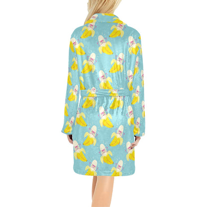 Banana Pattern Print Design BA07 Women's Fleece Robe